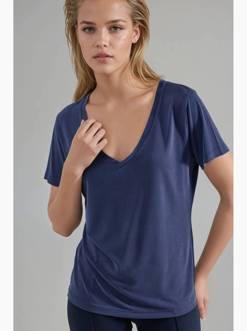 T-shirt col v modal manches courtes busem - Kiabi