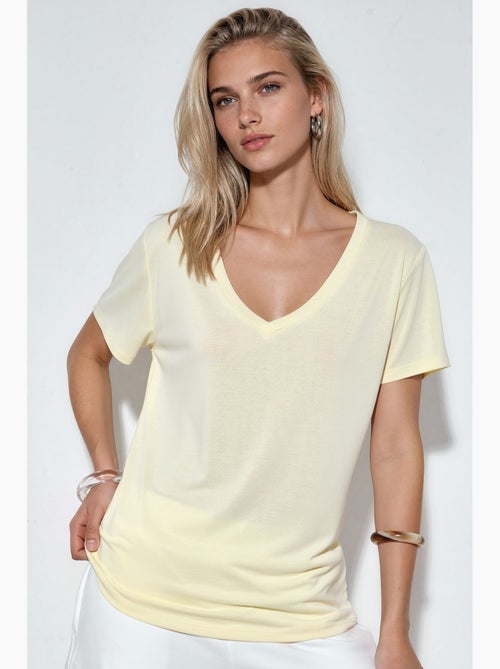 T-shirt col v modal manches courtes busem - Kiabi