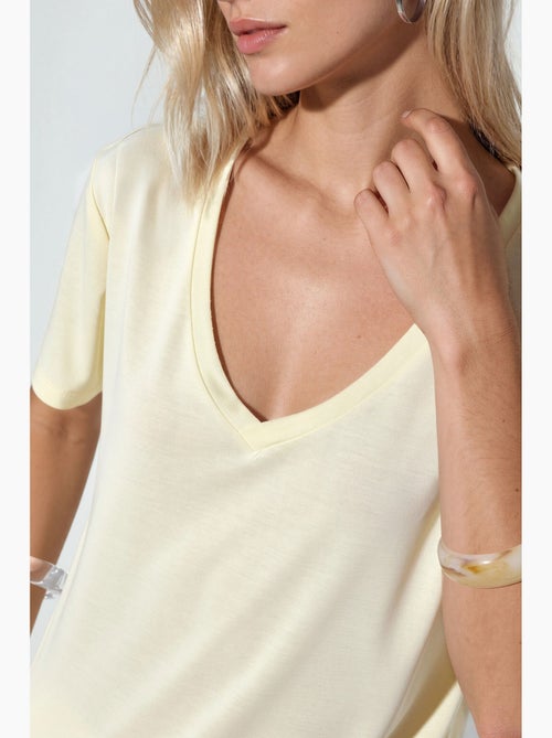 T-shirt col v modal manches courtes busem - Kiabi