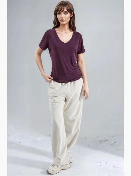T-shirt col v modal manches courtes busem - Kiabi