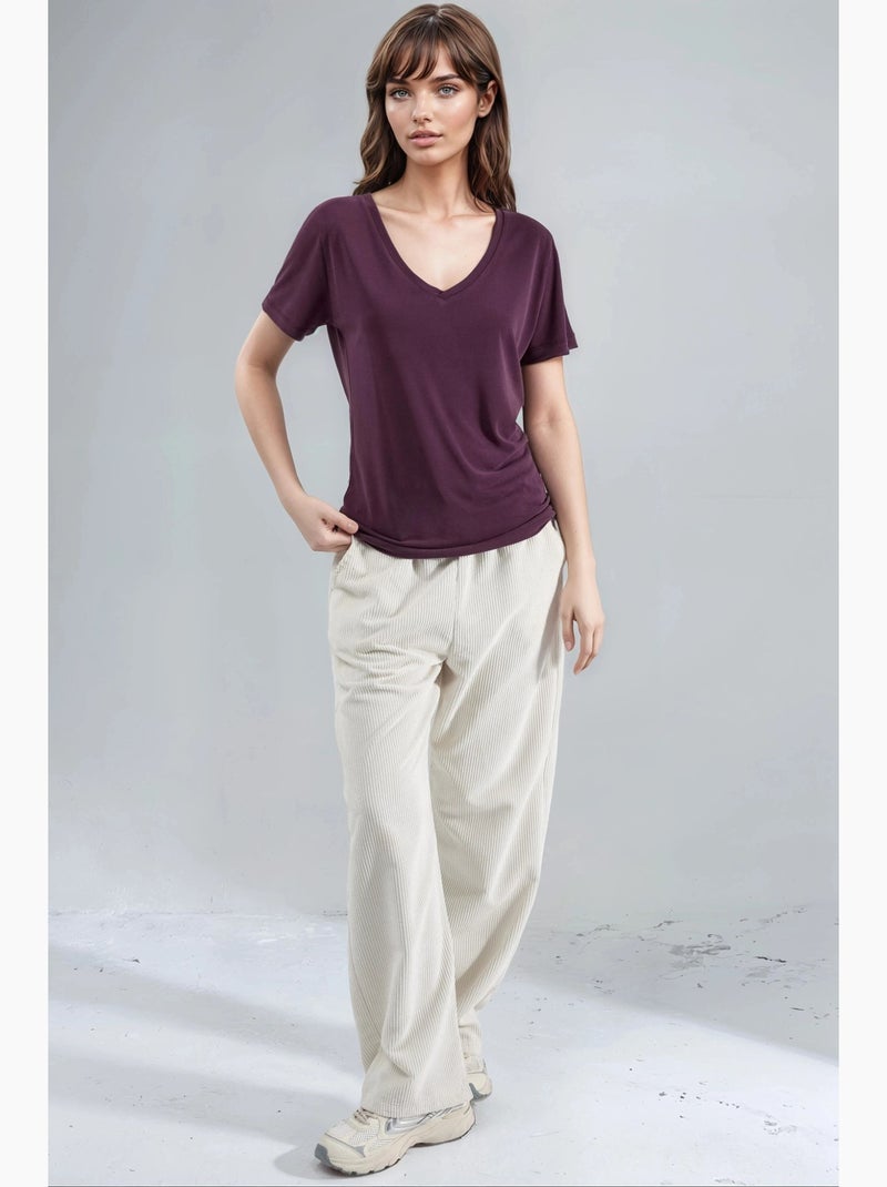 T-shirt col v modal manches courtes busem Rouge bordeaux - Kiabi