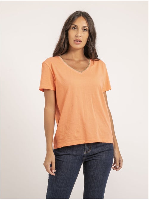 T-shirt col v pur coton famia - Kiabi T-shirt col v pur coton famia - Kiabi