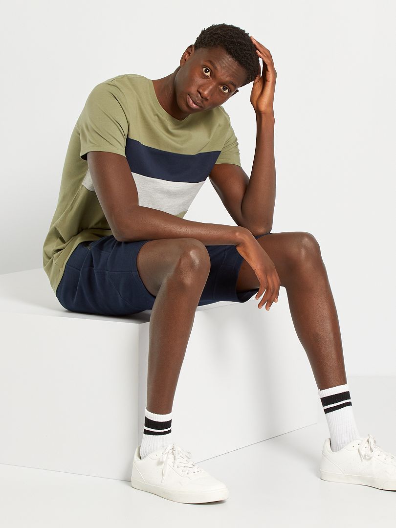 T-shirt color-block en jersey kaki - Kiabi