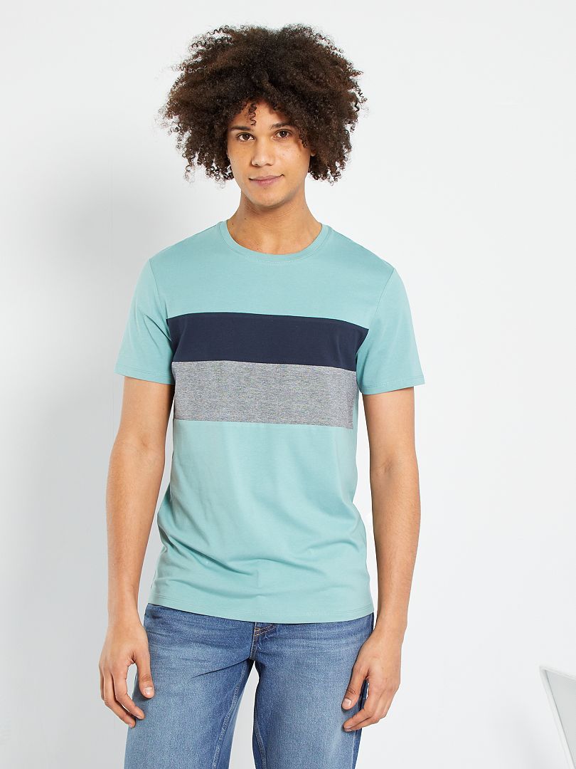 T-shirt color-block en jersey turquoise - Kiabi