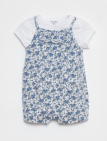 T-shirt + combishort à imprimé fleuri - 2 pièces