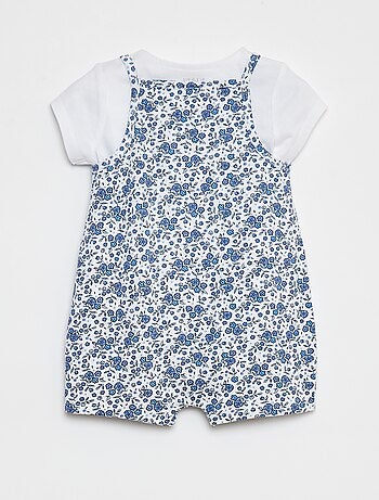 T-shirt + combishort à imprimé fleuri - 2 pièces