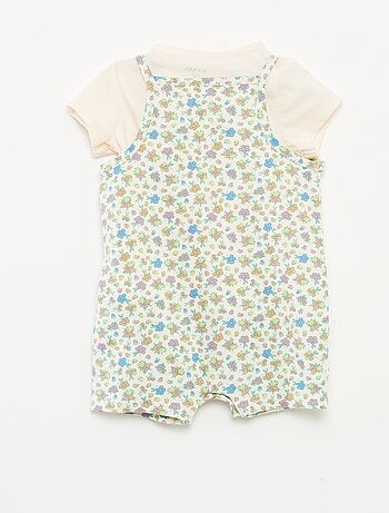 T-shirt + combishort à imprimé fleuri - 2 pièces