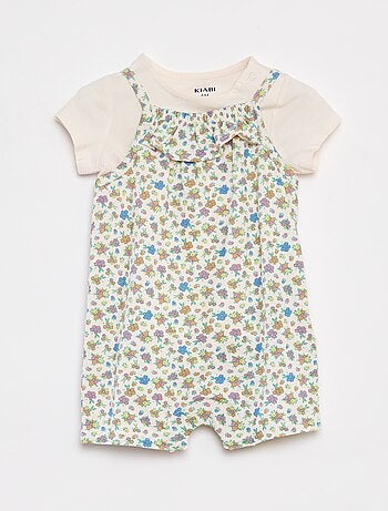 T-shirt + combishort à imprimé fleuri - 2 pièces