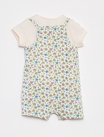 T-shirt + combishort à imprimé fleuri - 2 pièces