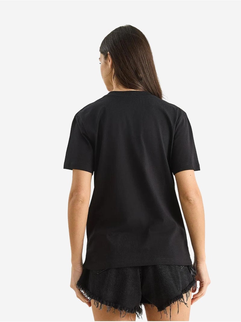 T-shirt confortable en coton biologique à col en v profond lucci Noir - Kiabi