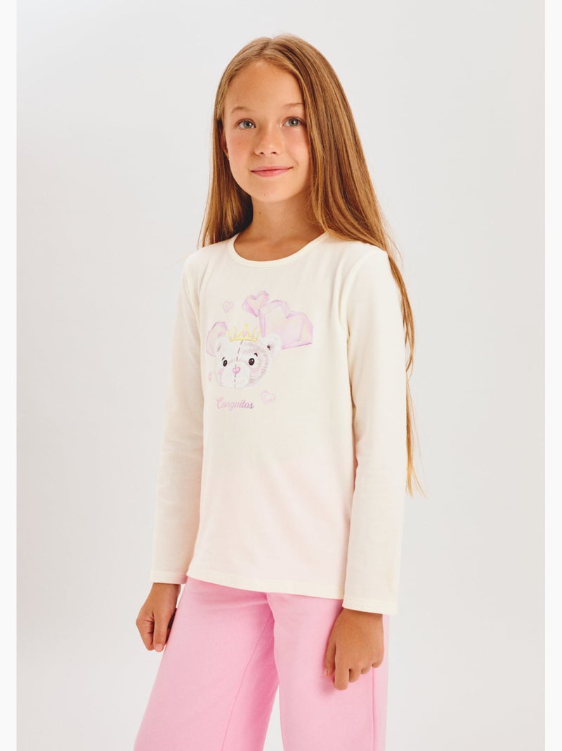 T-shirt conguitos estampado frontal Blanc - Kiabi