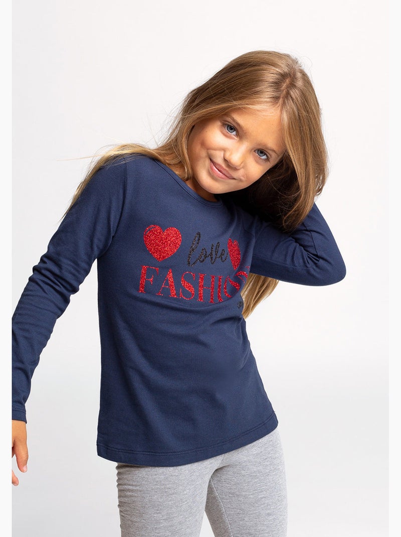 T-shirt conguitos larga Bleu marine - Kiabi