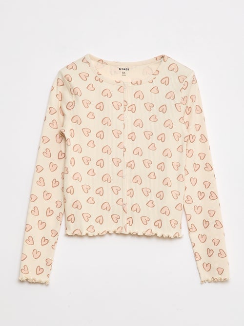T-shirt côtelé à fleurs - Kiabi