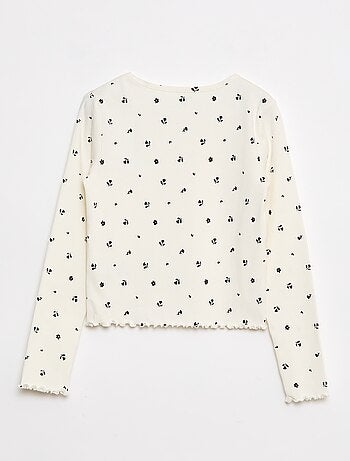 T-shirt côtelé à fleurs