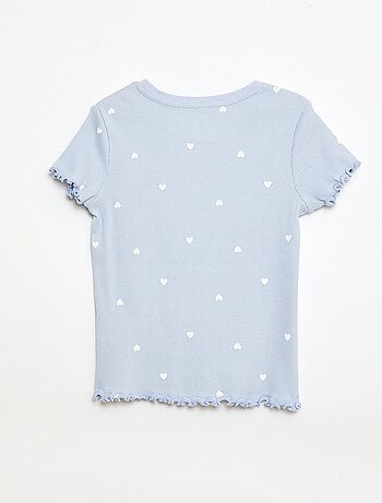 T-shirt côtelé à manches courtes volantées