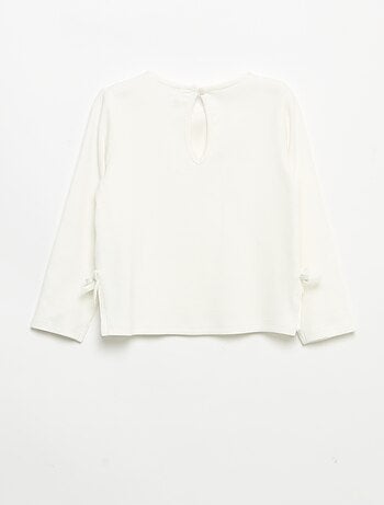 T-shirt côtelé à manches longues avec nœud