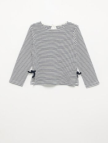 T-shirt côtelé à manches longues avec nœud