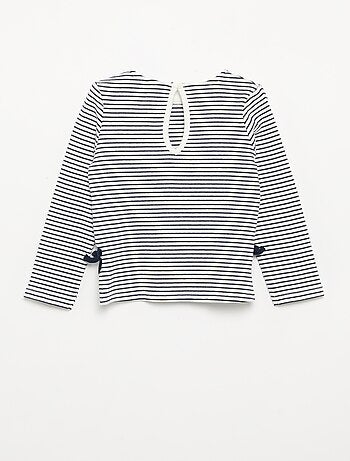 T-shirt côtelé à manches longues avec nœud