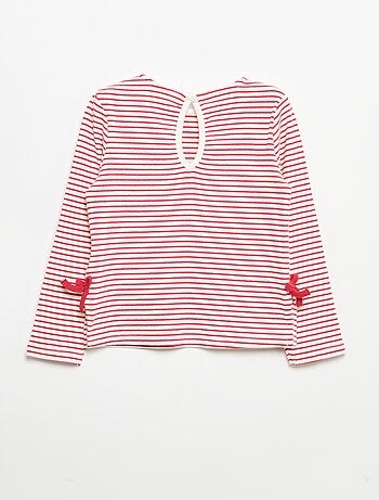 T-shirt côtelé à manches longues avec nœud