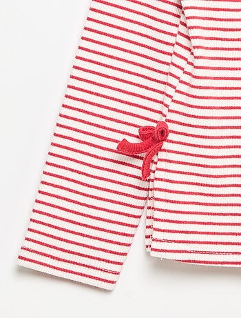 T-shirt côtelé à manches longues avec nœud