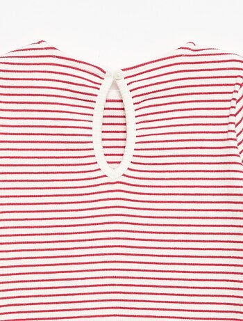 T-shirt côtelé à manches longues avec nœud
