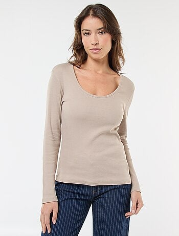 T-shirt côtelé à manches longues