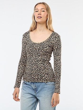 T-shirt côtelé à manches longues