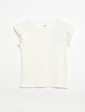 T-shirt côtelé à manches volantées