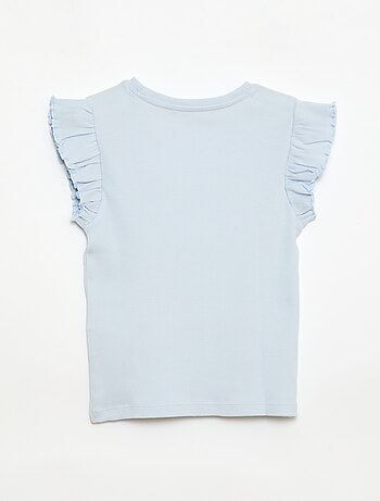T-shirt côtelé à manches volantées