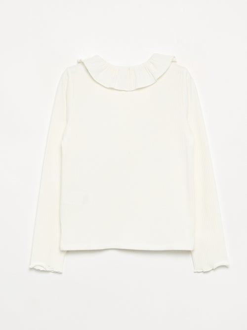 T-shirt côtelé avec collerette - Kiabi