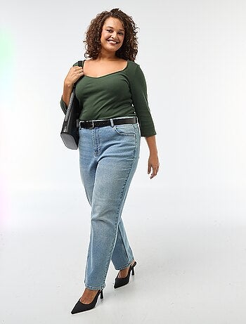 T-shirt côtelé avec large encolure