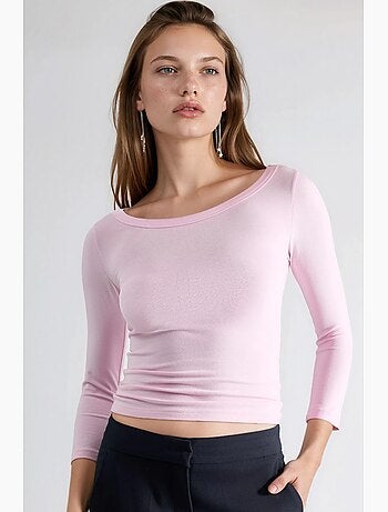 T-shirt côtelé col rond manches longues busem
