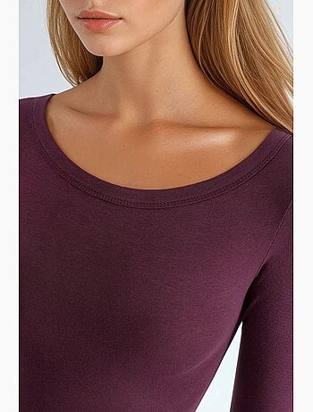 T-shirt côtelé col rond manches longues busem