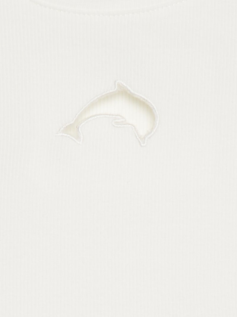T-shirt côtelé fantaisie BEIGE - Kiabi