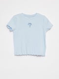 T-shirt côtelé fantaisie BLEU - Kiabi
