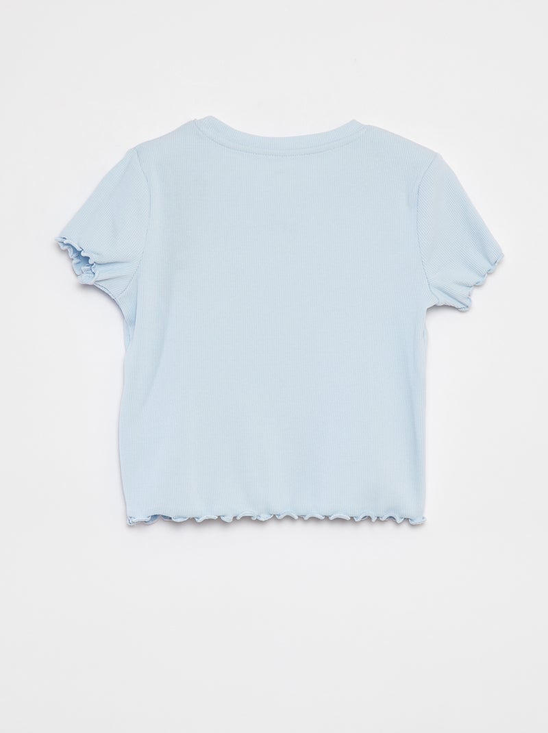 T-shirt côtelé fantaisie BLEU - Kiabi
