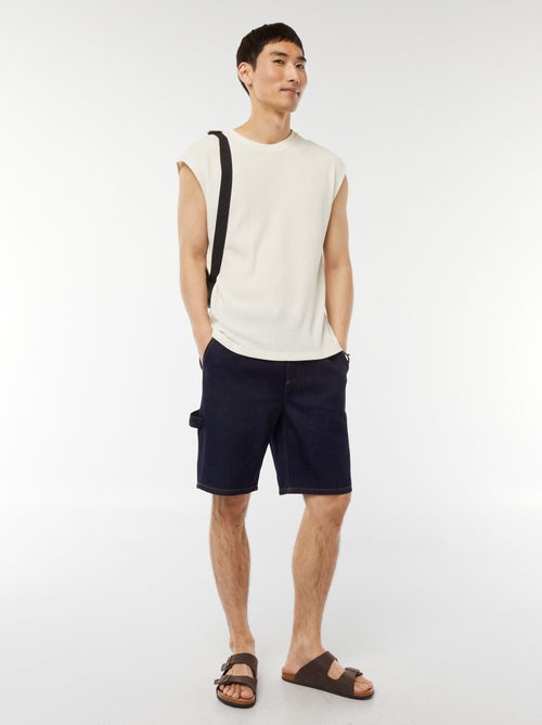 T-shirt côtelé uni sans manches - Kiabi