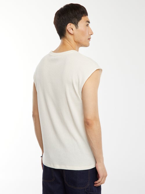 T-shirt côtelé uni sans manches - Kiabi