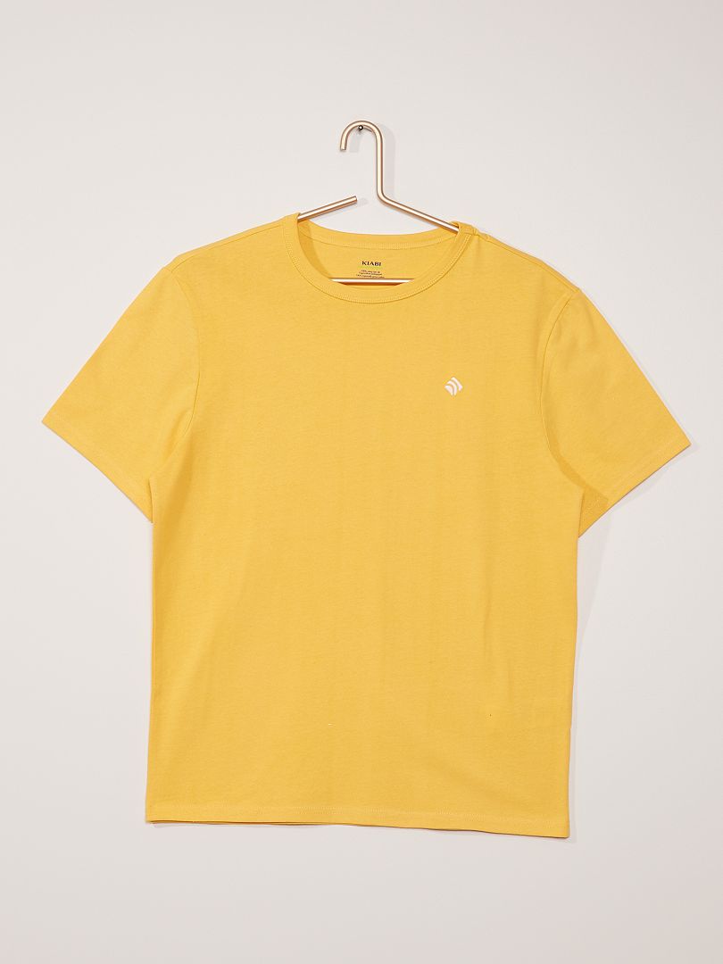 T-shirt coton épais jaune crème - Kiabi