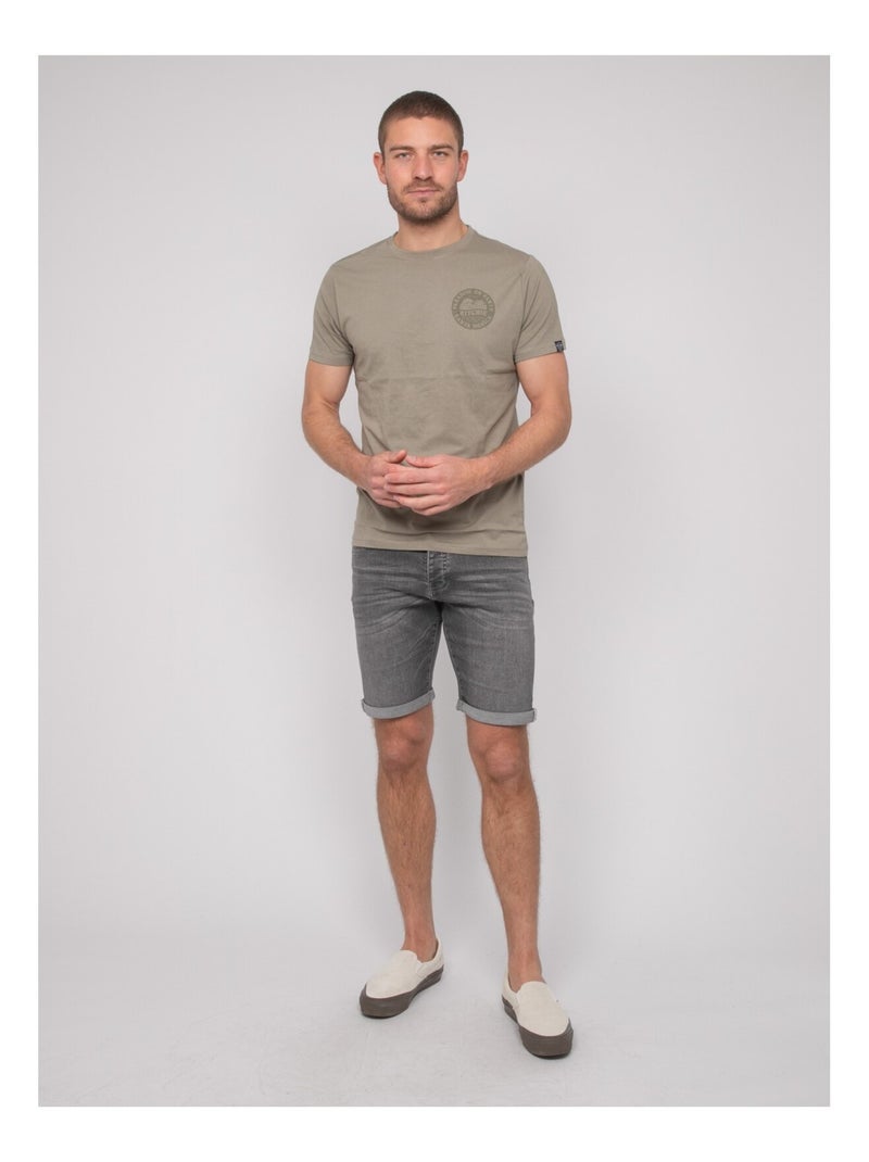 T-shirt coton motifs nalibil Kaki - Kiabi