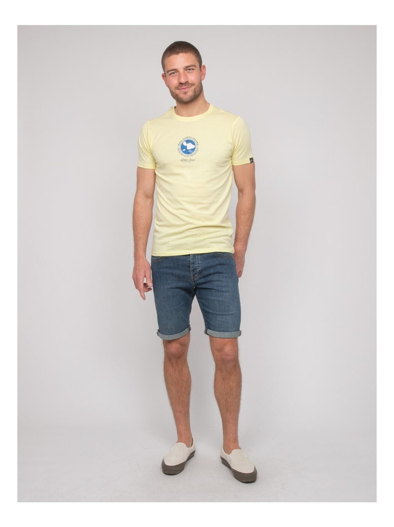 T-shirt coton motifs nantorin Jaune - Kiabi