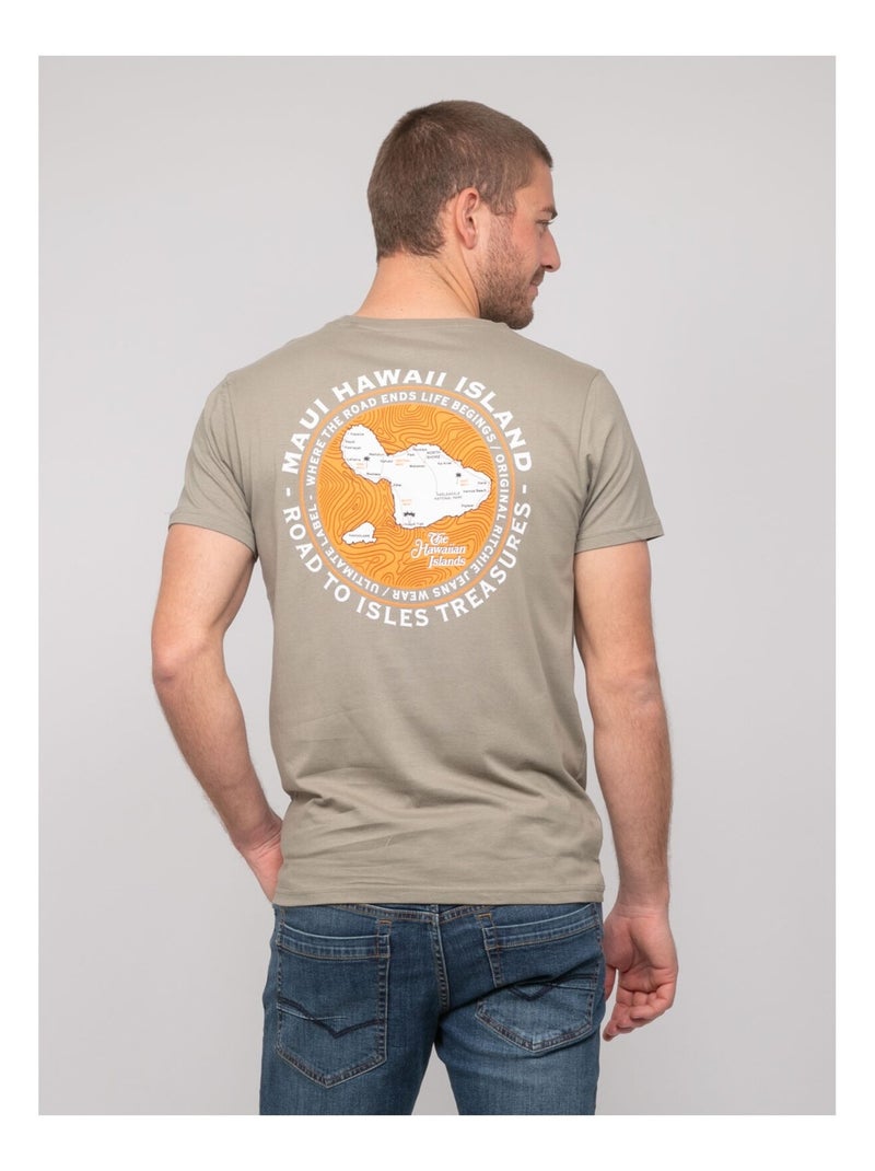T-shirt coton motifs nantorin Kaki - Kiabi
