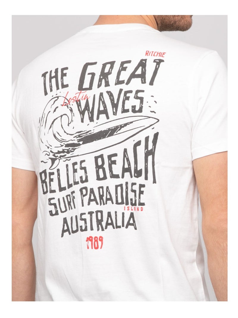 T-shirt coton motifs narnage Ecru - Kiabi