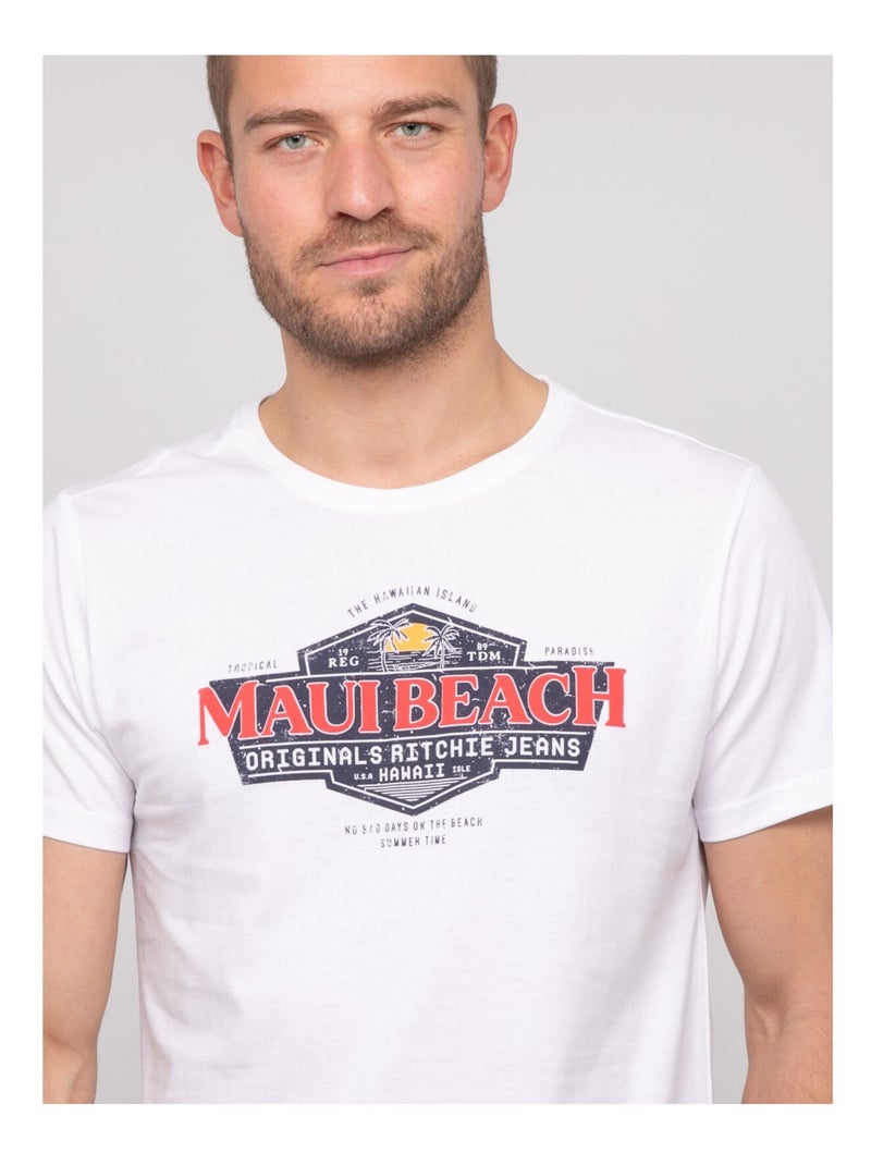 T-shirt coton motifs neliote Blanc - Kiabi