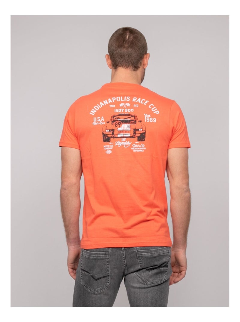 T-shirt coton motifs nerolma Orange corail - Kiabi