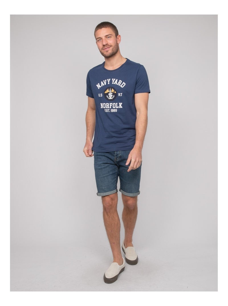 T-shirt coton motifs nerupili Bleu - Kiabi