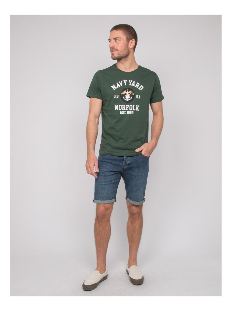 T-shirt coton motifs nerupili Vert forêt - Kiabi