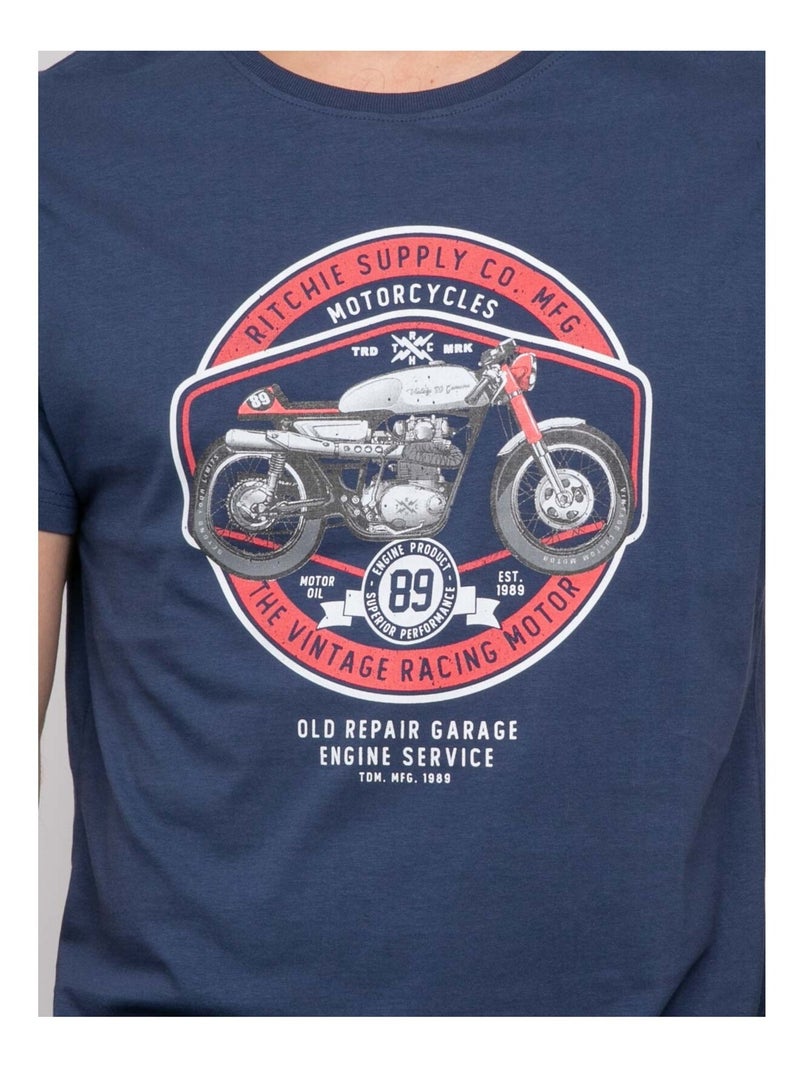 T-shirt coton motifs nolrixi Bleu - Kiabi