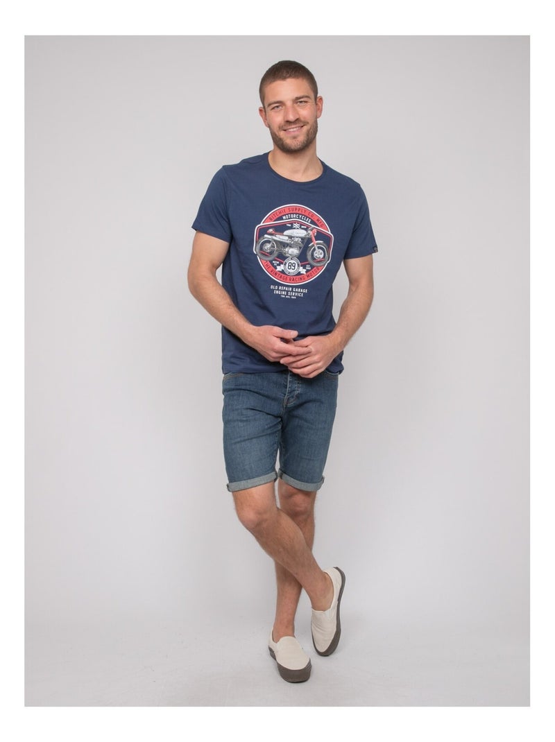 T-shirt coton motifs nolrixi Bleu - Kiabi