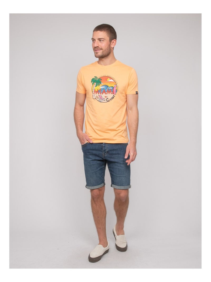 T-shirt coton motifs nopicale Orange - Kiabi